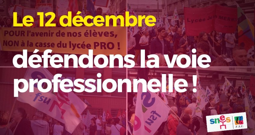 12 Décembre pour défendre les Lycées Pro